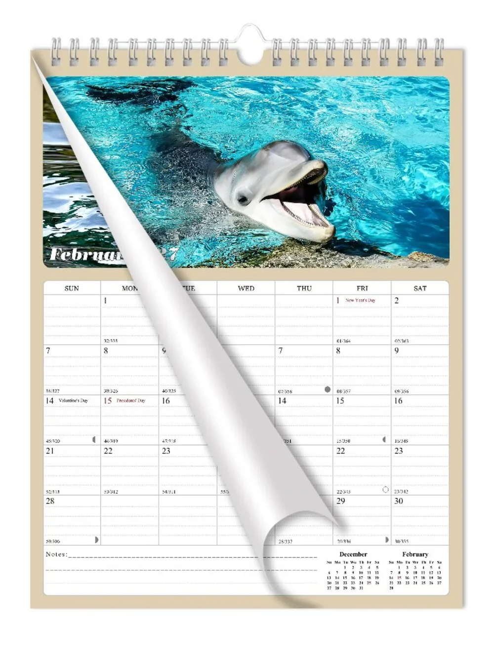 2027 Wall Calendar Spiral-bound Twin - 12 Months Planner 8.5